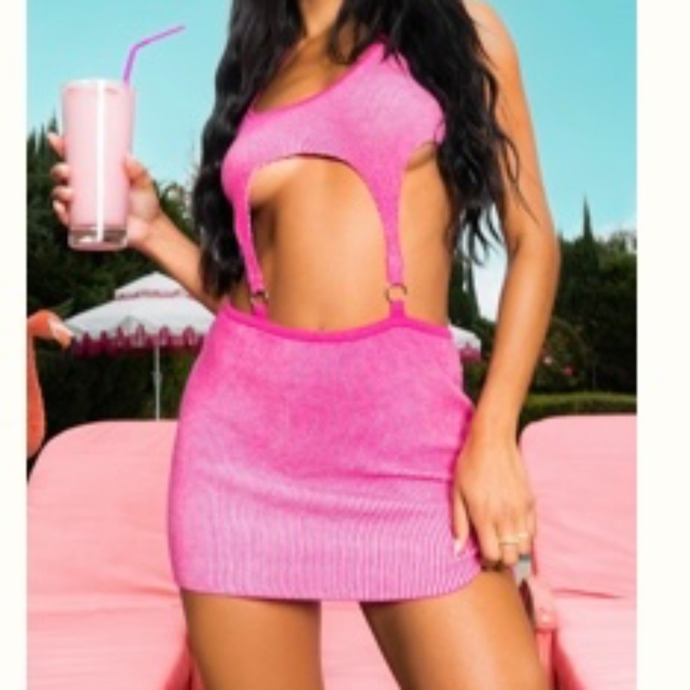 Pink Two Tone Knit Dress